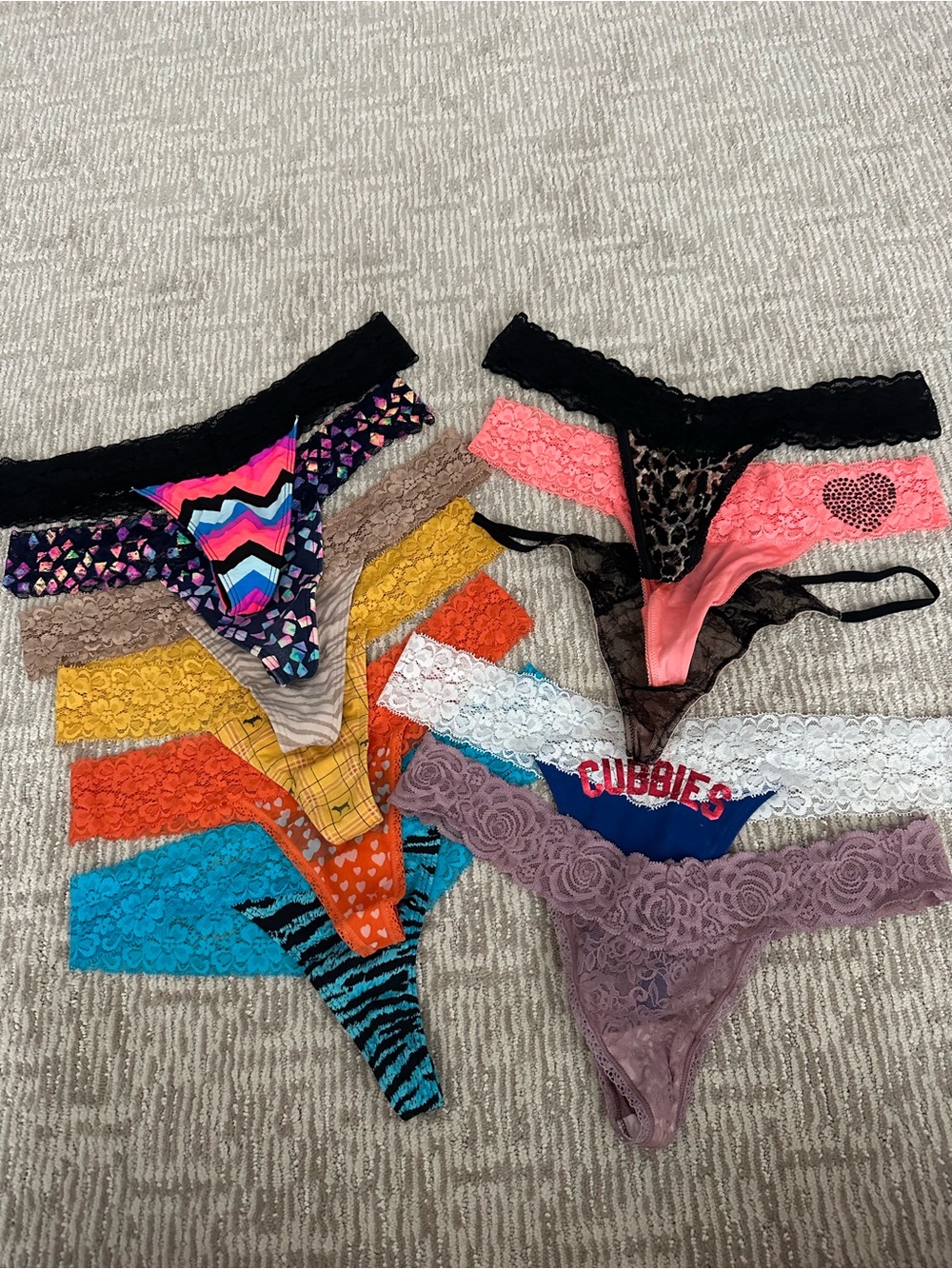 Victoria's Secret PINK Large Lace-Trim Thong Panty Pack